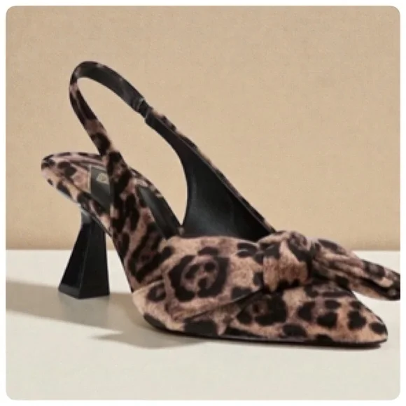ANTONIO MELANI LENORE VELVET LEOPARD BOW SLINGBACK PUMPS SIZE 7 1/2 - Picture 2 of 16